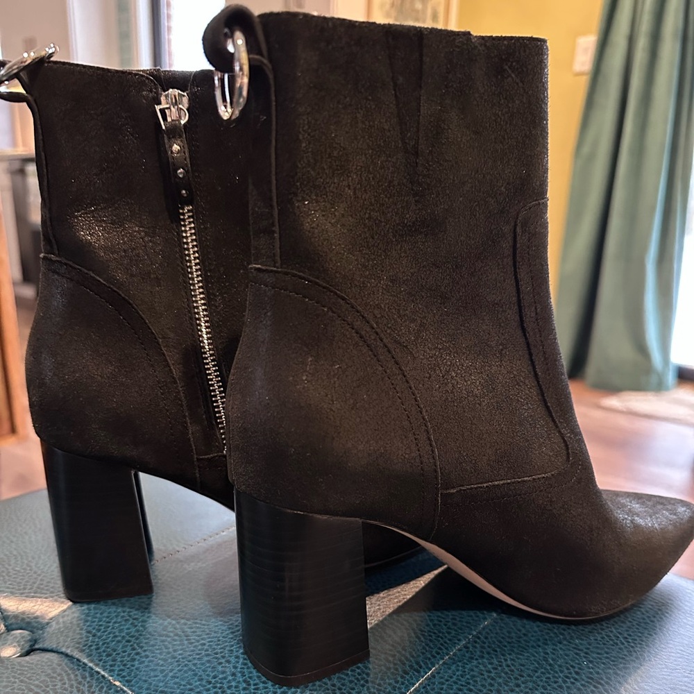 PAIGE Black Heeled Boots with Side Zipper